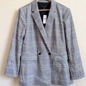 Ann Taylor Black and White Plaid Blazer ~ NWT
